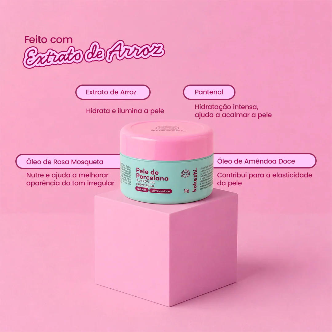 Creme Pele de Porcelana com Extrato de Arroz